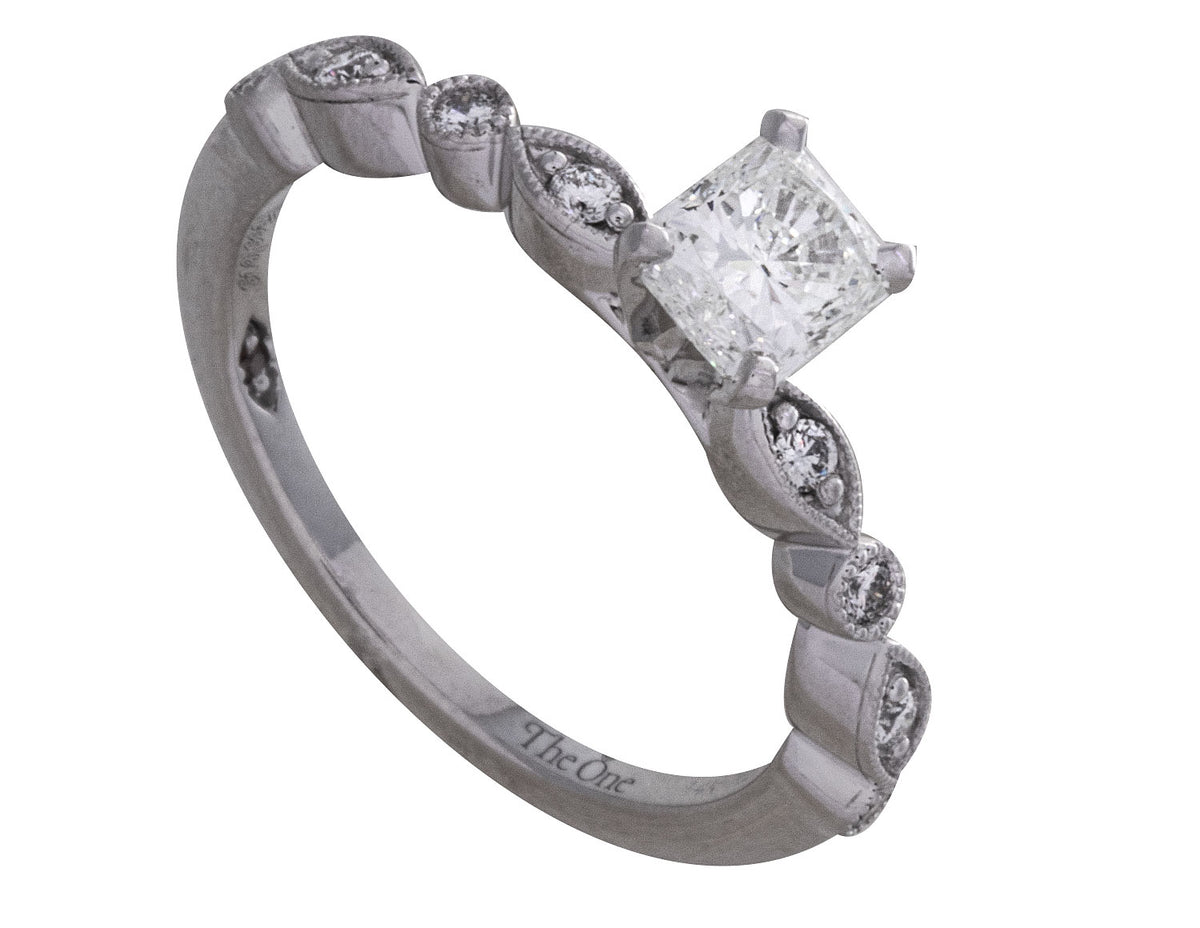 7/8ct. t.w. Radiant Cut Diamond Engagement Ring in 14K White Gold