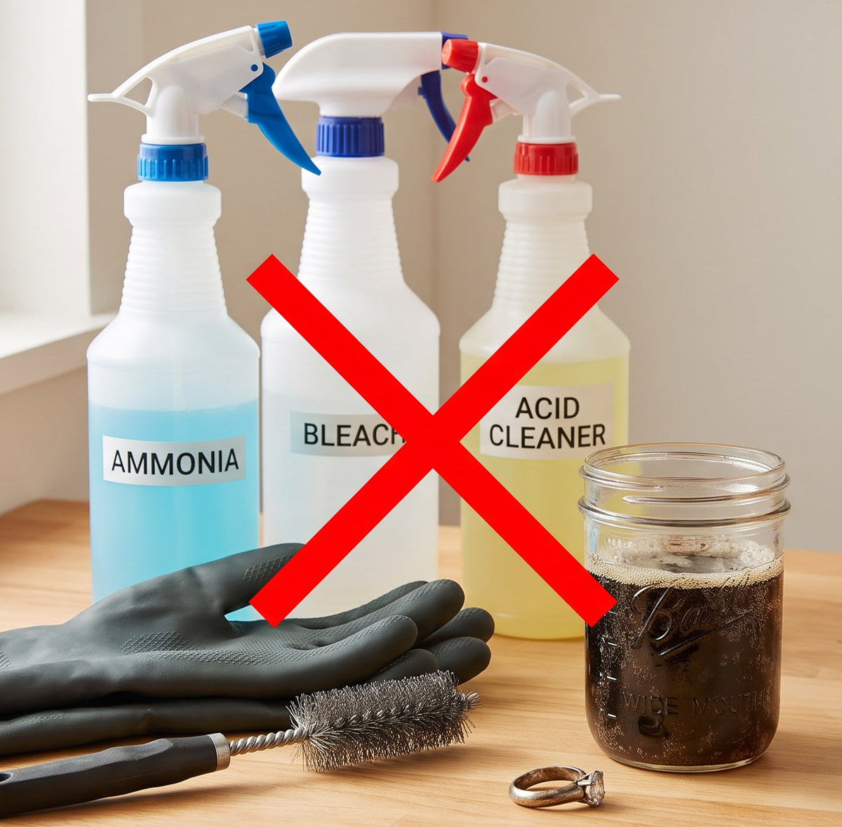 Harsh household cleaners to keep away from jewelry
