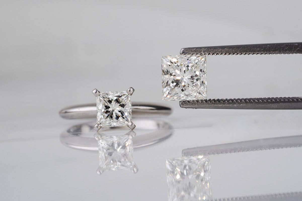 Kessler Princess Cut loose diamond and ring