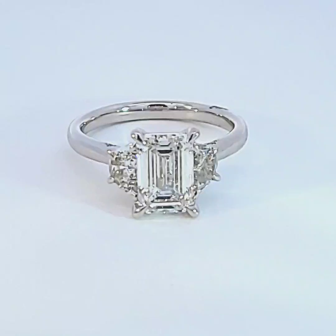 2 1/2ct. t.w. Emerald Cut Newborn Lab Created Diamond Engagement Ring in 14K White Gold