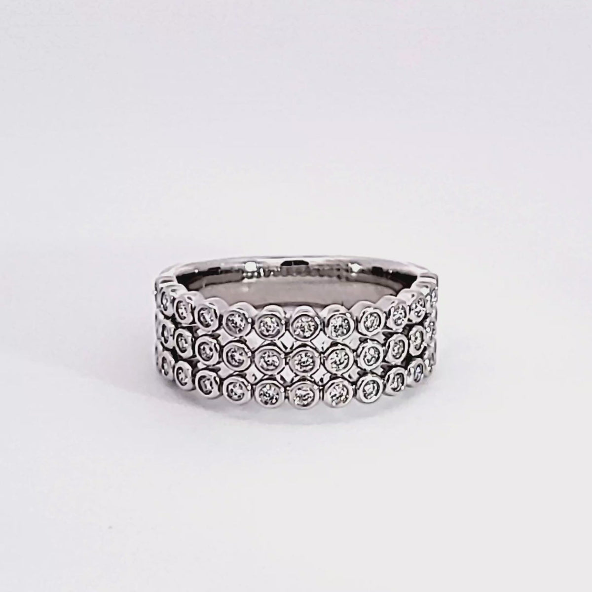 1/3ct. t.w. 3-Row Diamond Fashion Ring in 14K White Gold