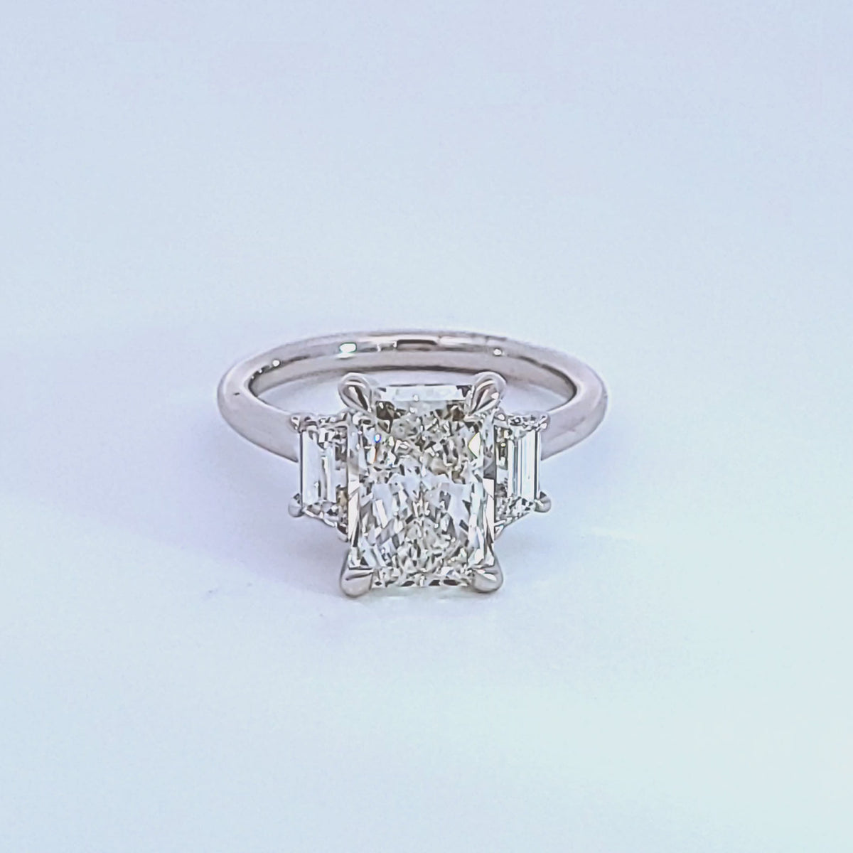 3 1/2ct. t.w. Radiant Cut Newborn Lab Created Diamond Engagement Ring in 14K White Gold