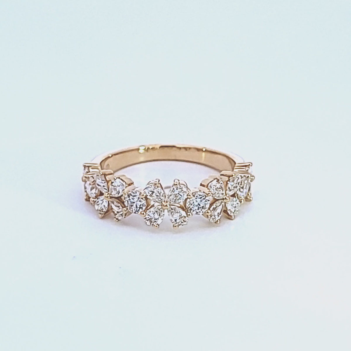 1 1/4ct. t.w. Pear and Round Cut Diamond Anniversary Ring in 14K Yellow Gold