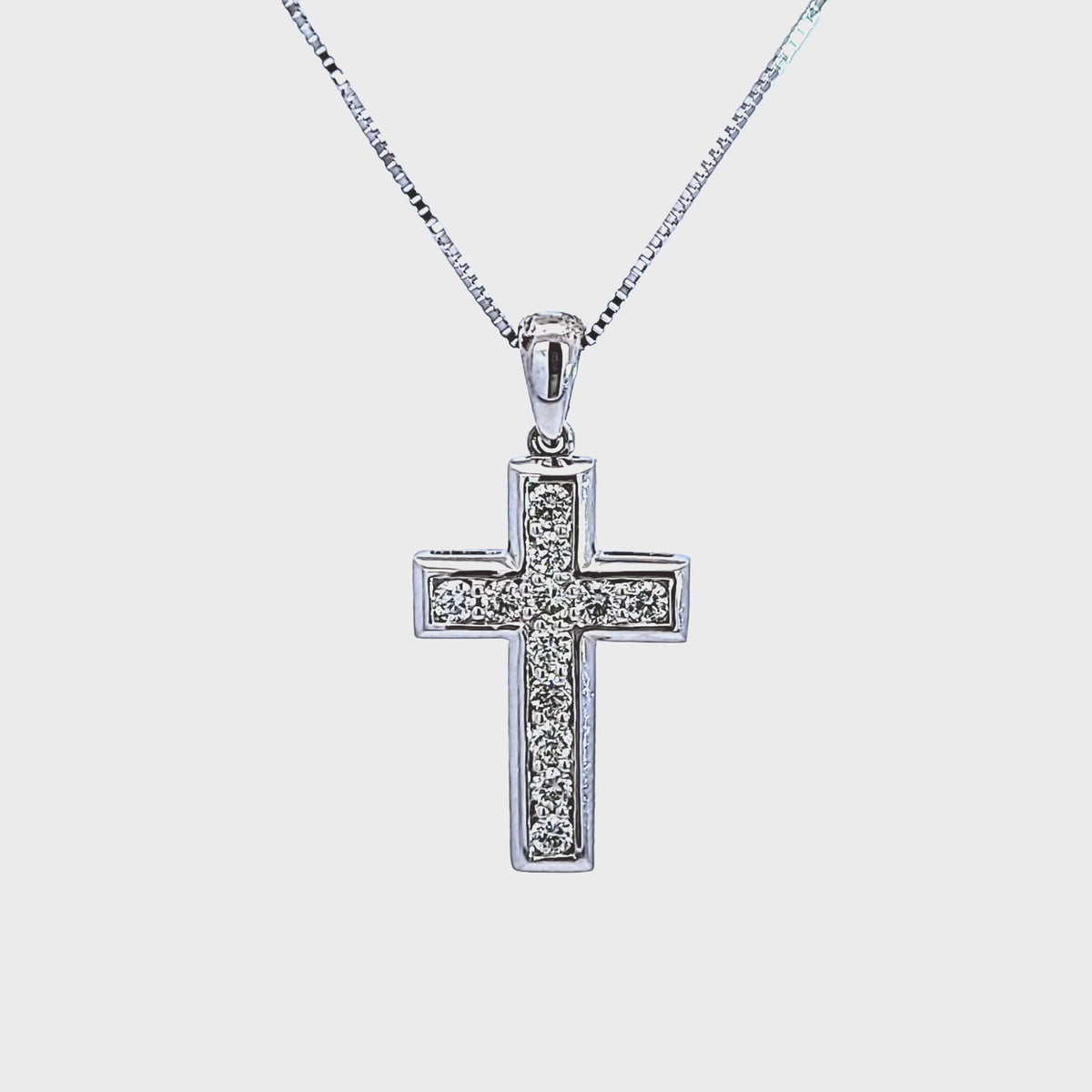 3/4ct. t.w. Diamond Cross Pendant in 14K White Gold