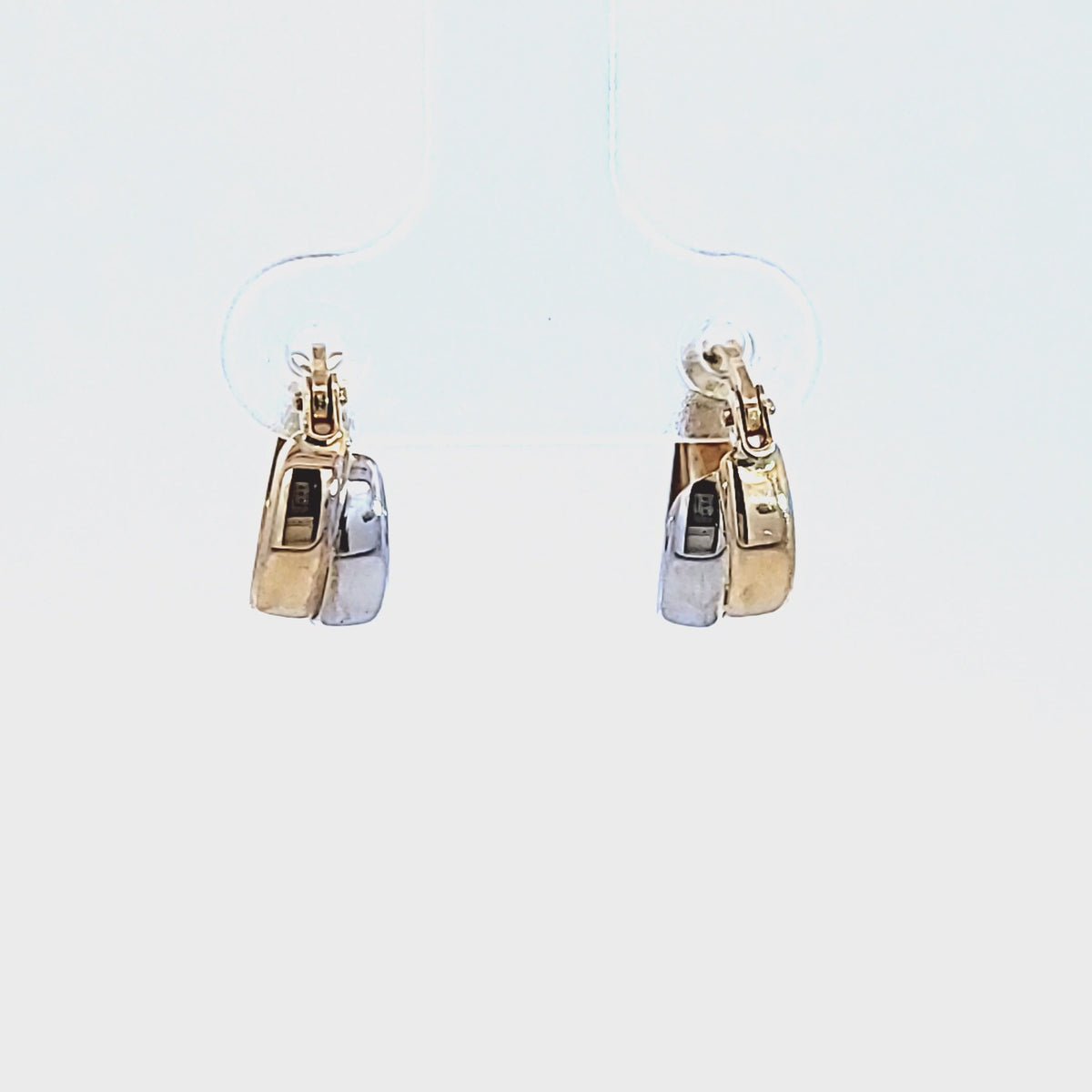 Side-By-Side Mini Hoop Earrings in 10K Yellow and White Gold