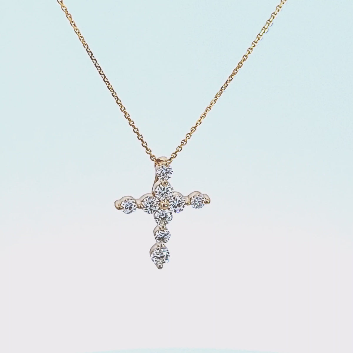 5/8ct. t.w. Newborn Lab Created Diamond Cross Pendant in 14K Yellow Gold