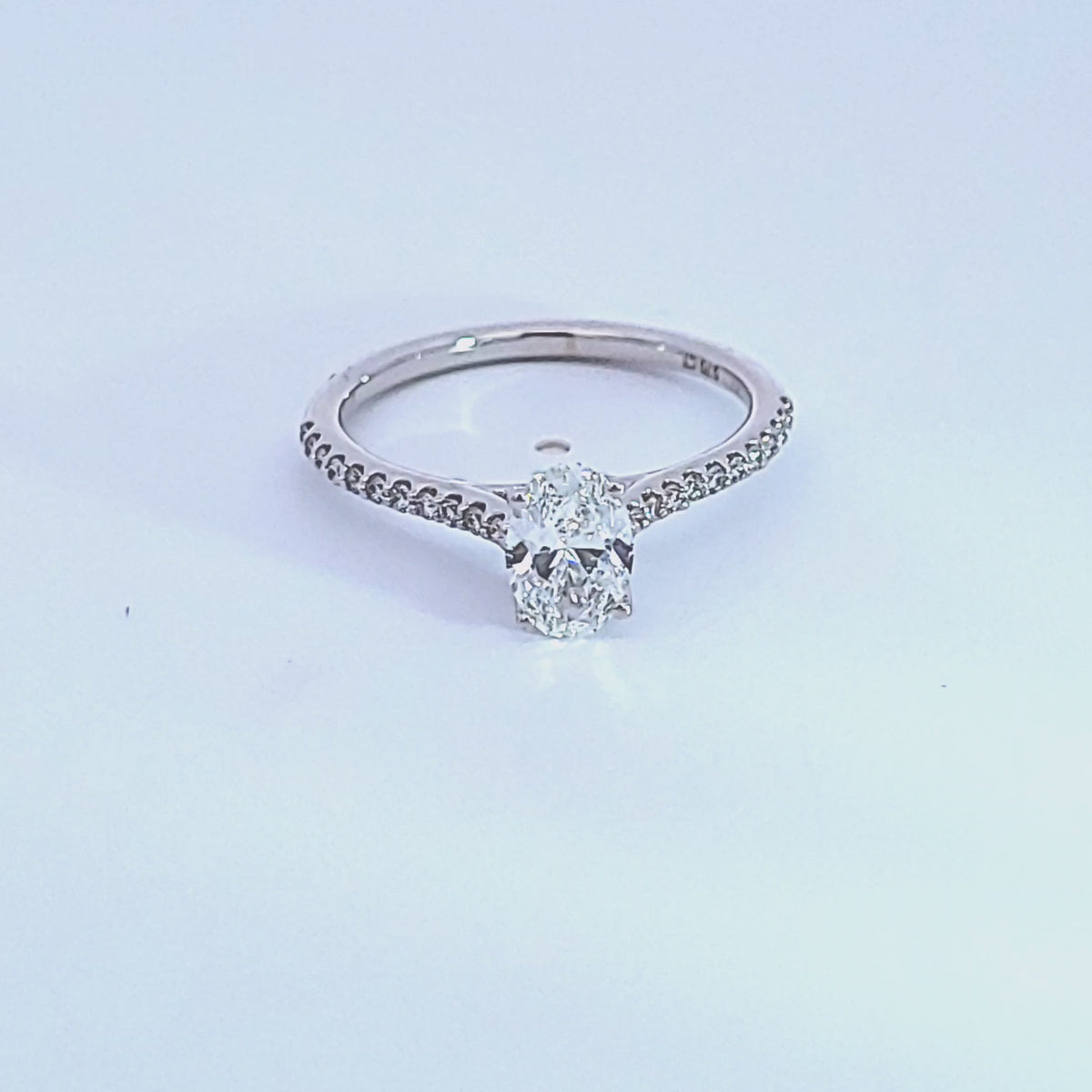 7/8ct. t.w. Oval Cut Diamond Engagement Ring in 14K White Gold