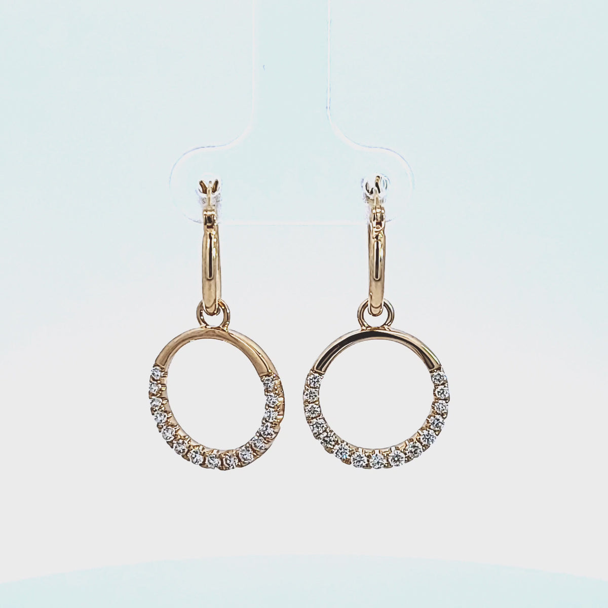 1/2ct. t.w. Diamond Hoop Drop Earrings in 14K Yellow Gold
