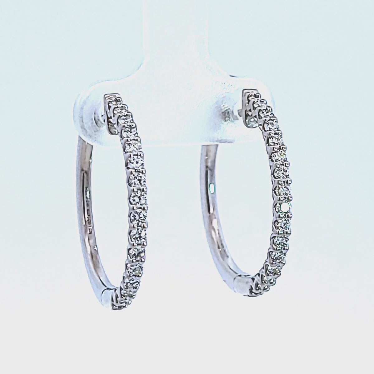 3/4ct. t.w. Diamond Hoop Earrings in Sterling Silver
