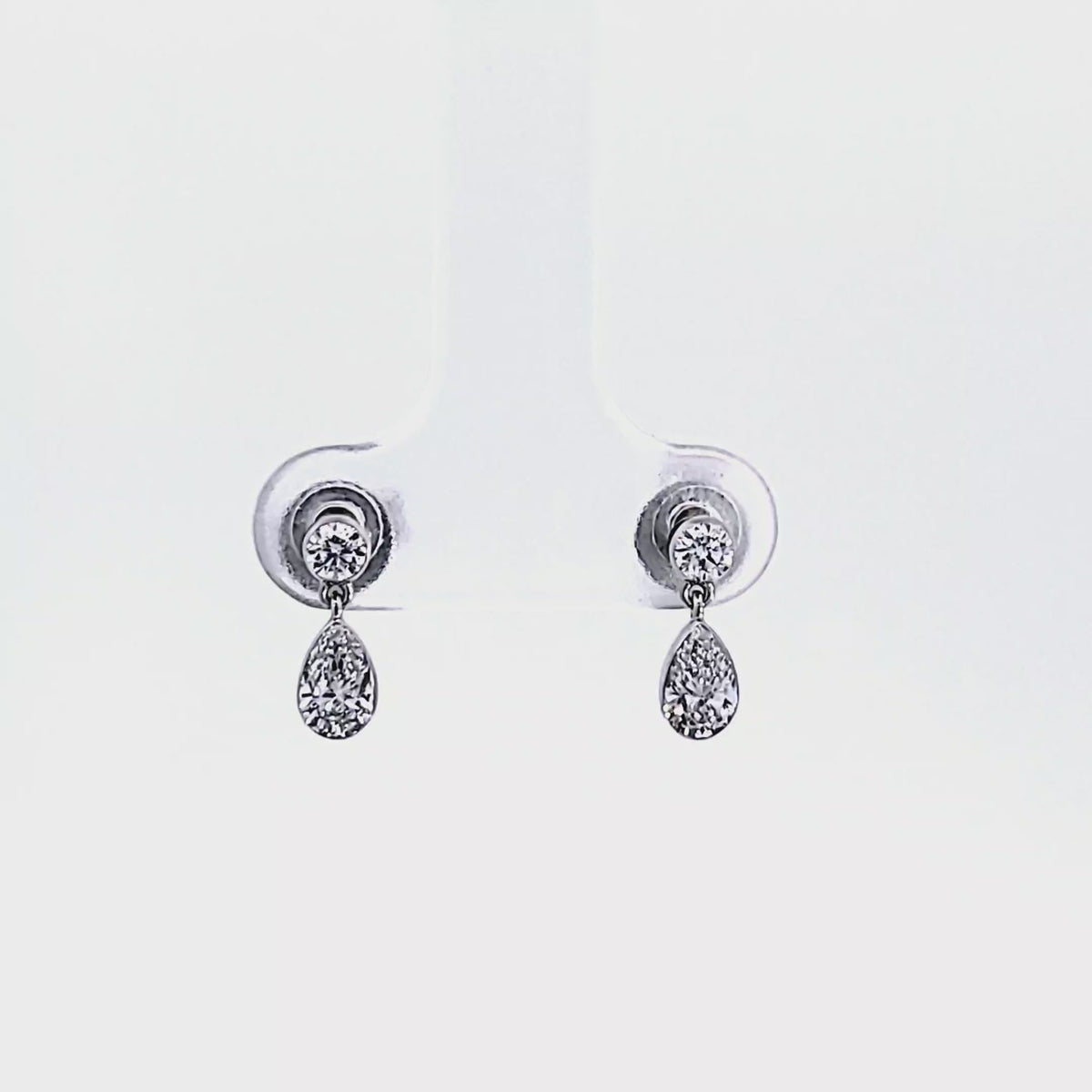 5/8ct. t.w. Pear and Round Cut Newborn Lab Created Diamond Dangle Earrings in 14K White Gold