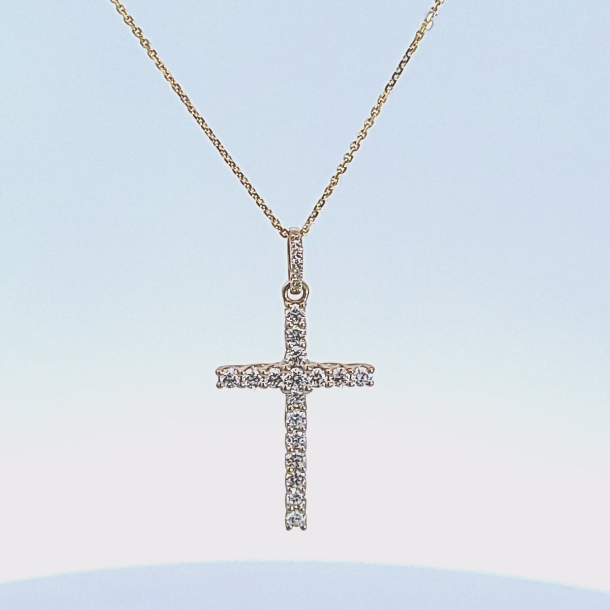 1/2ct. t.w. Newborn Lab Created Diamond Cross Pendant in 14K Yellow Gold