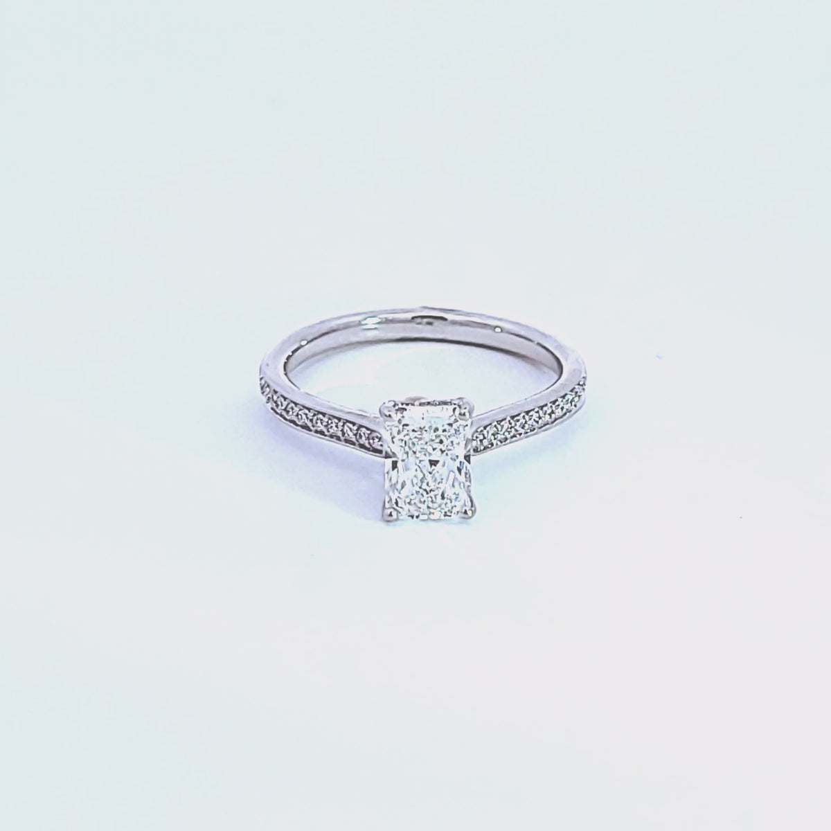1 1/5ct. t.w. Radiant Cut Newborn Lab Created Diamond Engagement Ring in 14K White Gold