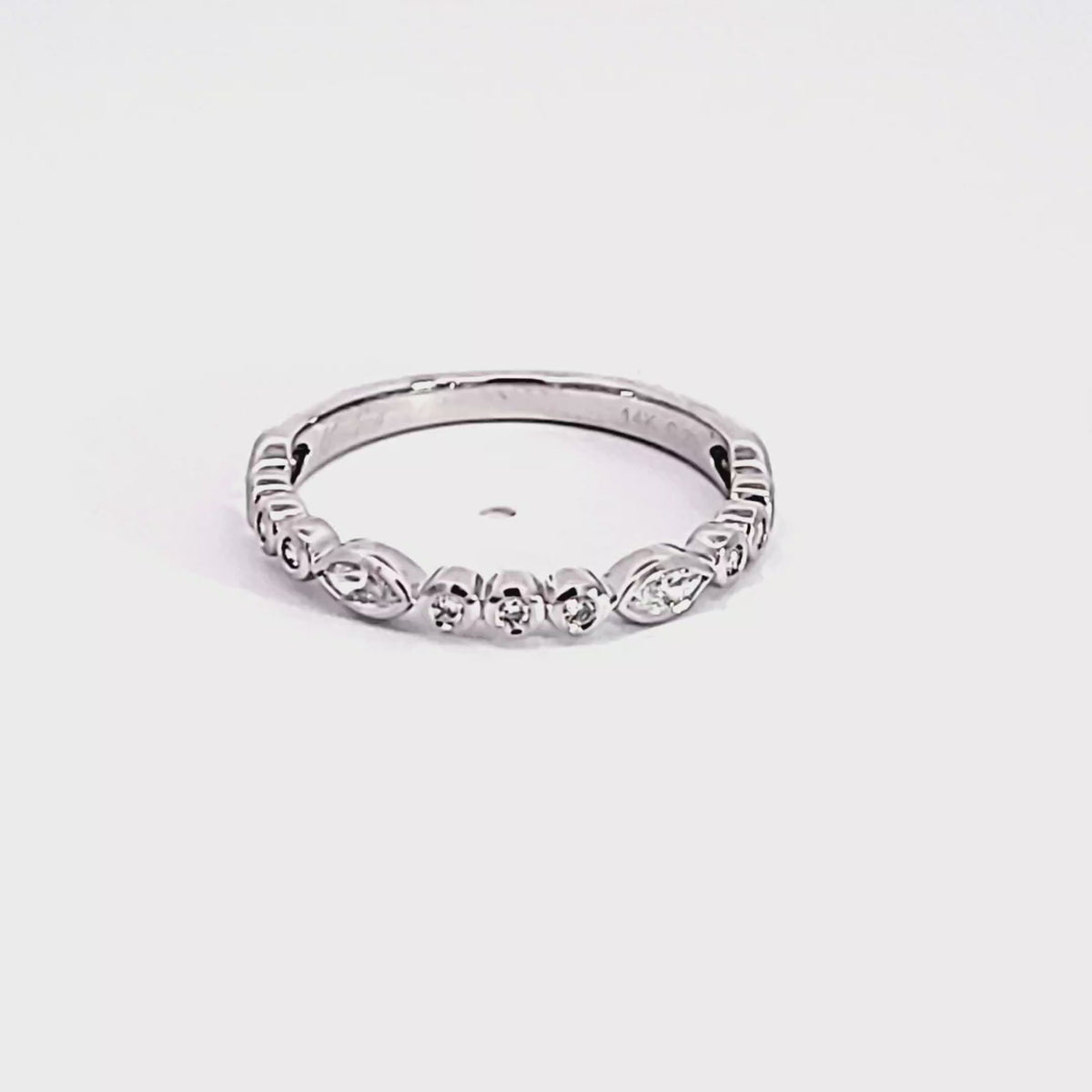 1/4ct. t.w. Marquise and Round Cut Diamond Anniversary Ring in 14K White Gold