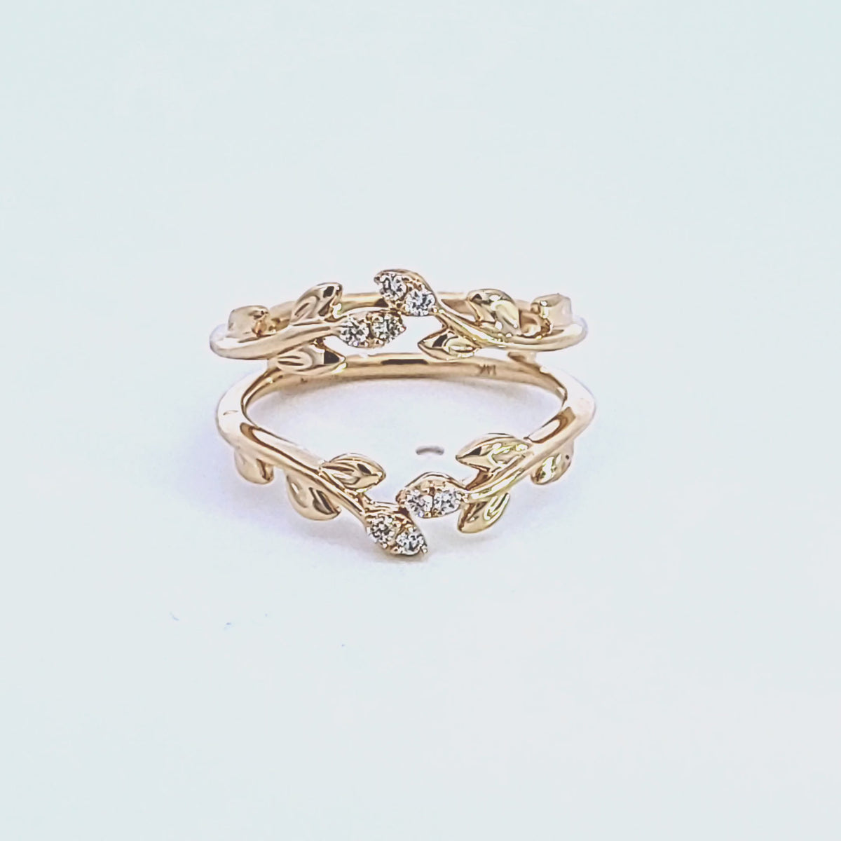 1/10ct. t.w. Leafy Diamond Wedding Guard Ring in 14K Yellow Gold