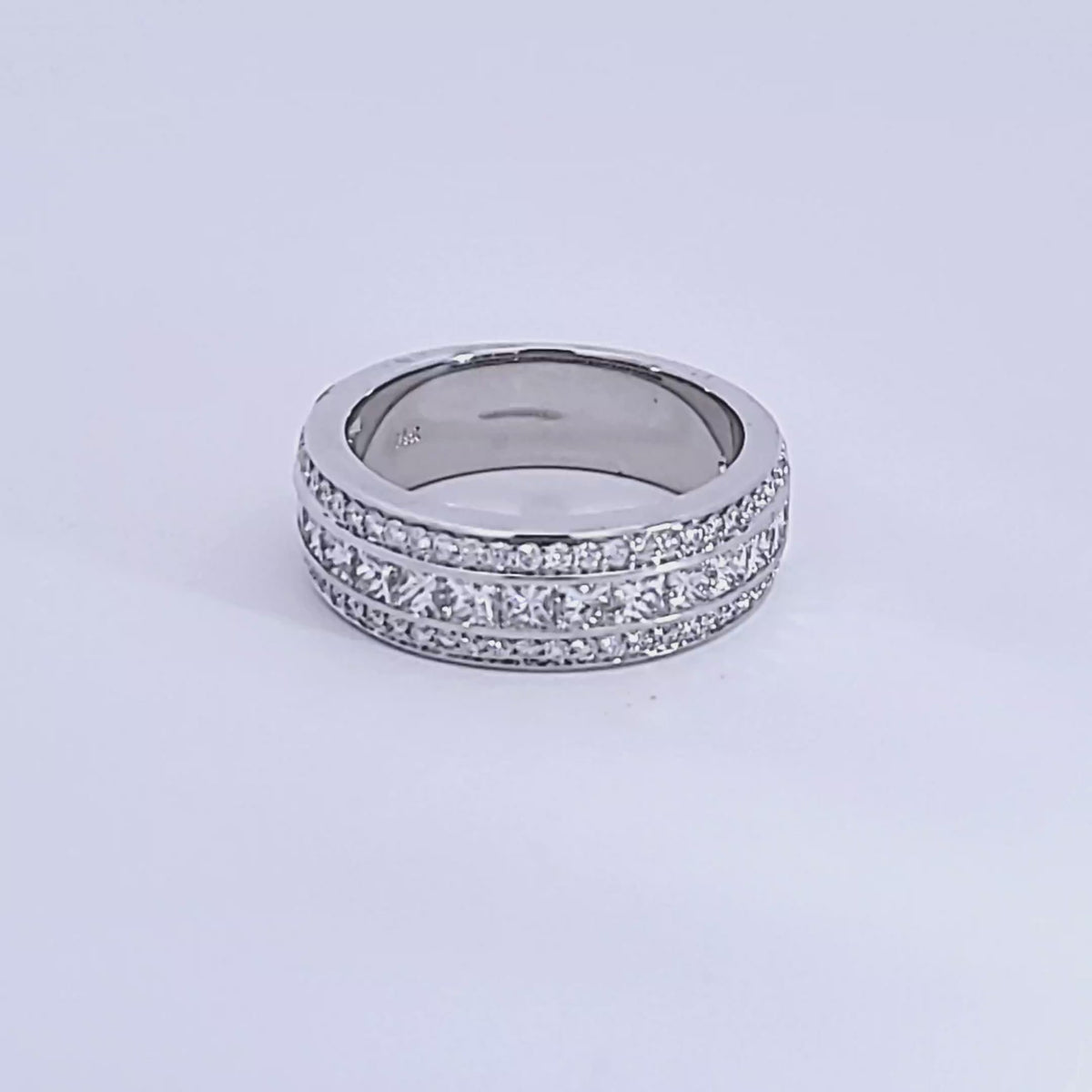 1 1/2ct. t.w. Princess and Round Cut Diamond Wedding Ring in 14K White Gold