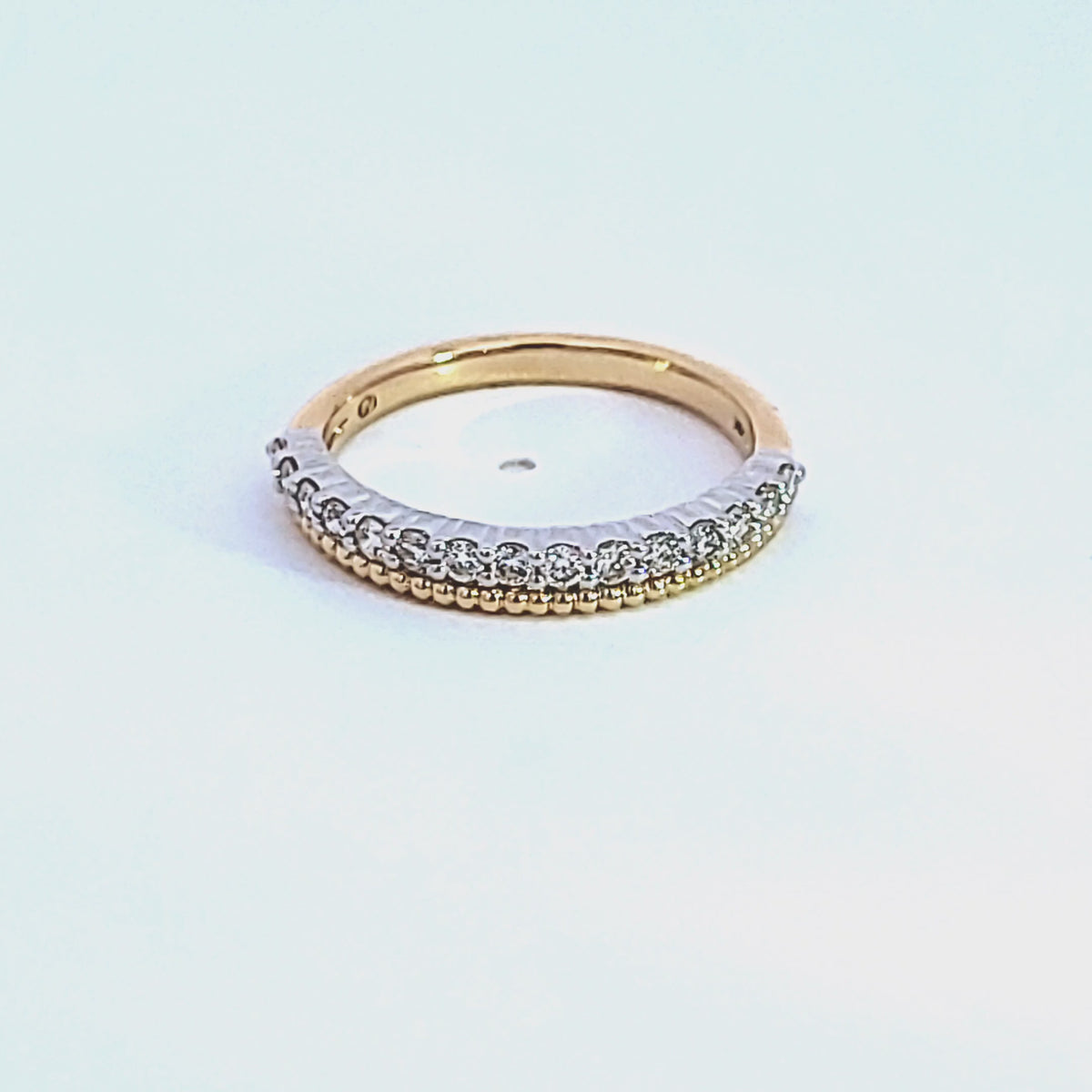 1/3ct. t.w. Diamond Beaded Fashion Ring in 14K Yellow and White Gold