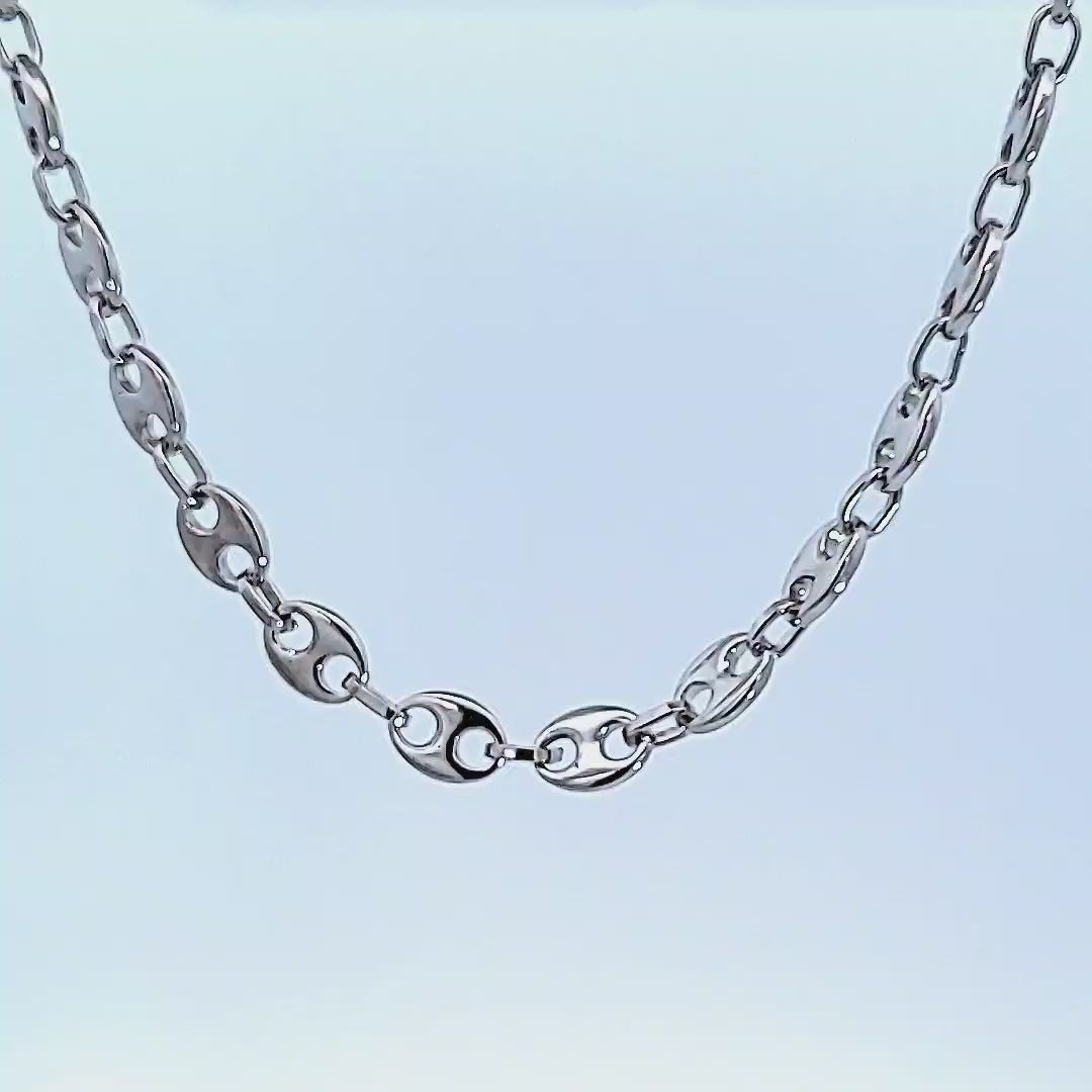 Puffed Mariner Necklace in Sterling Silver