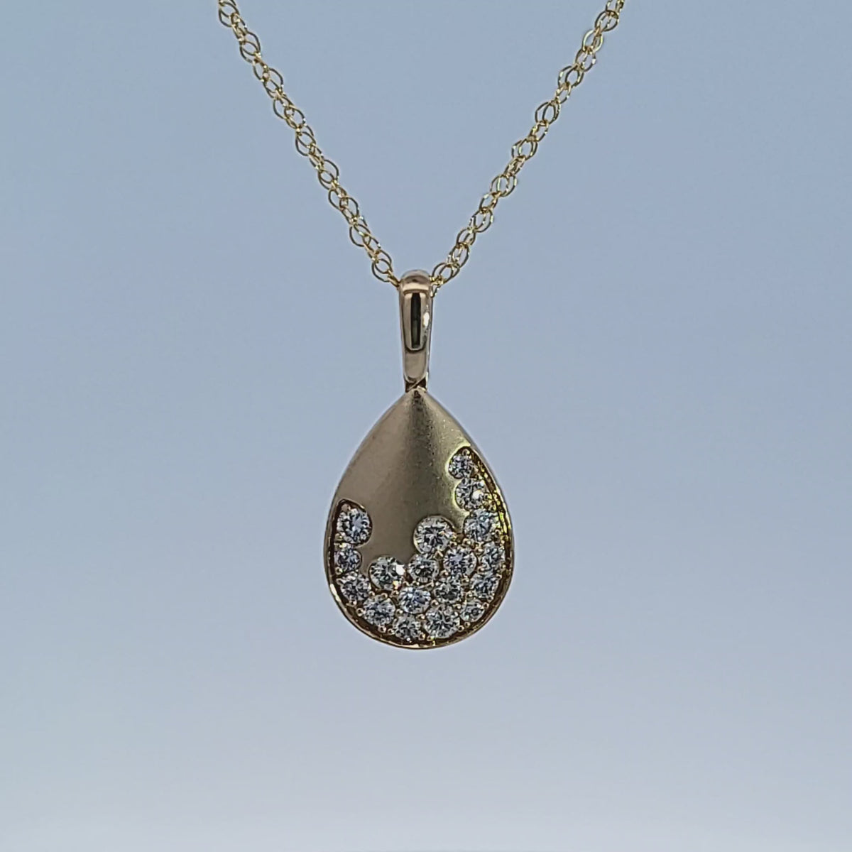 1/2ct. t.w. Diamond Scatter Drop Pendant in 14K Yellow Gold
