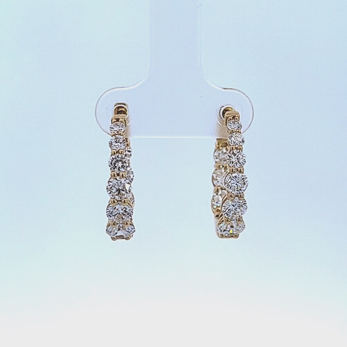 3ct. t.w. Diamond Hoop Earrings in 14K Yellow Gold