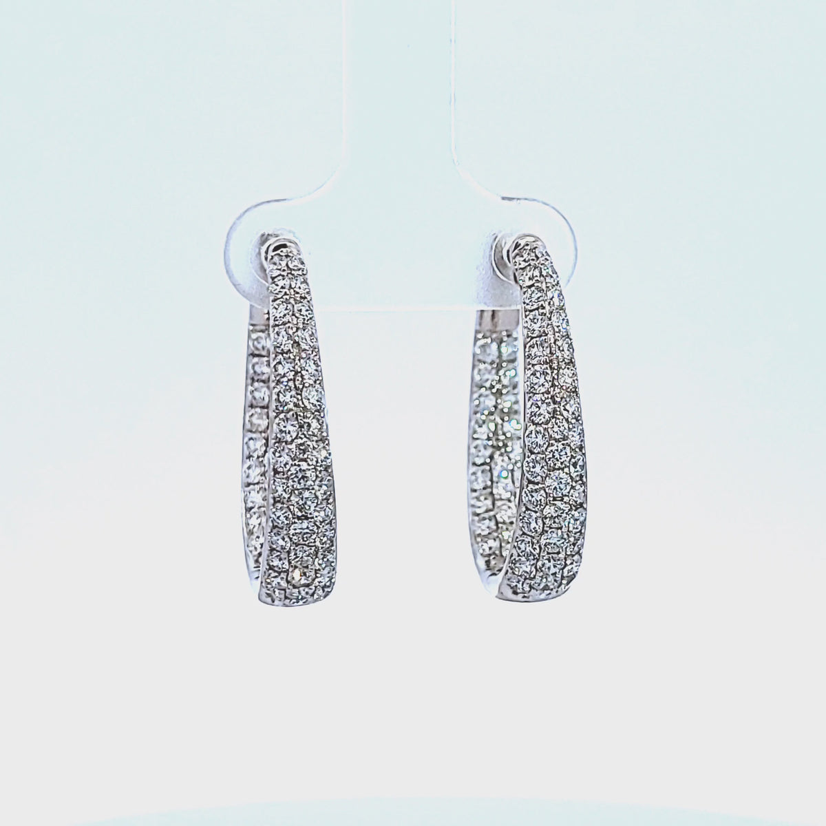 3ct. t.w. Diamond Pave Hoop Earrings in 14K White Gold