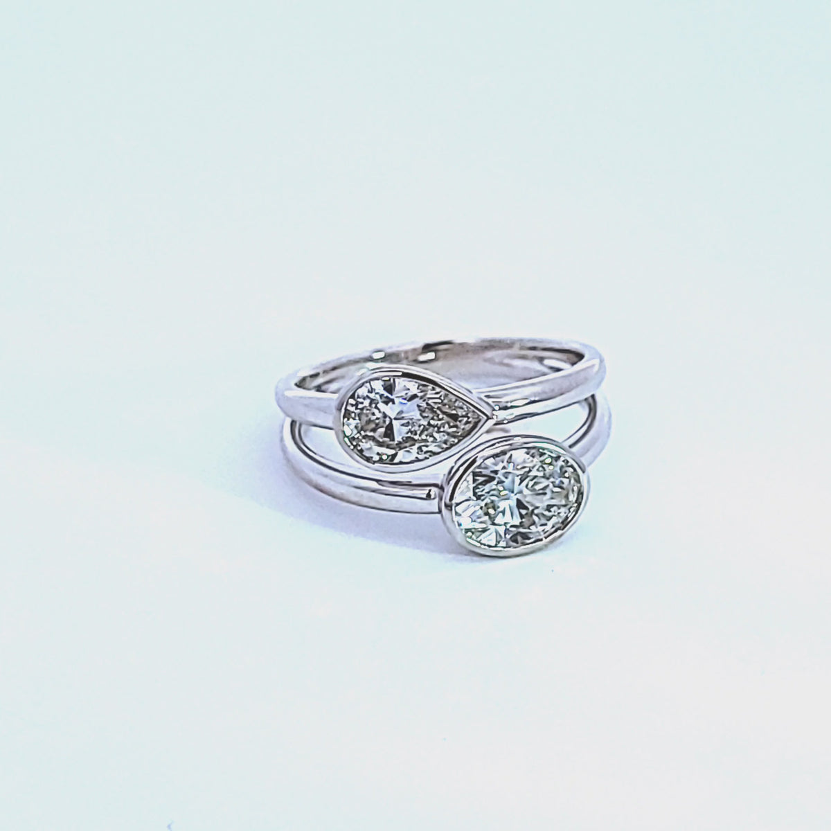 1 3/4ct. t.w. Diamond Bezel 2-Stone Ring in 14K White Gold