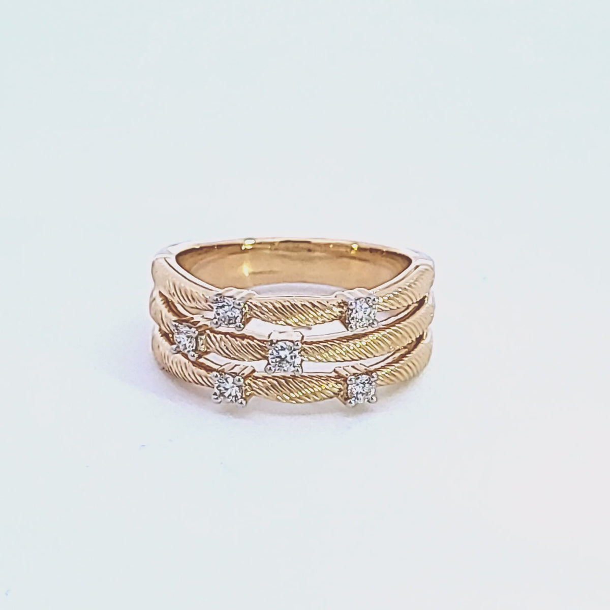 1/4ct. t.w. 3-Row Diamond Fashion Ring in 14K Yellow Gold