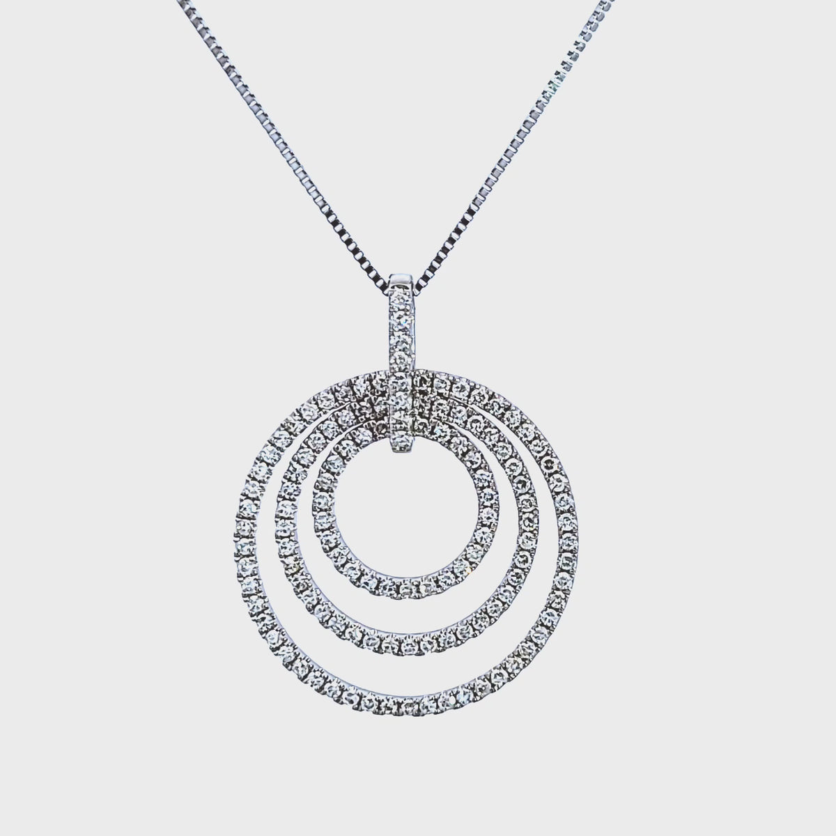 7/8ct. t.w. Diamond Three Circle Pendant in 14K White Gold