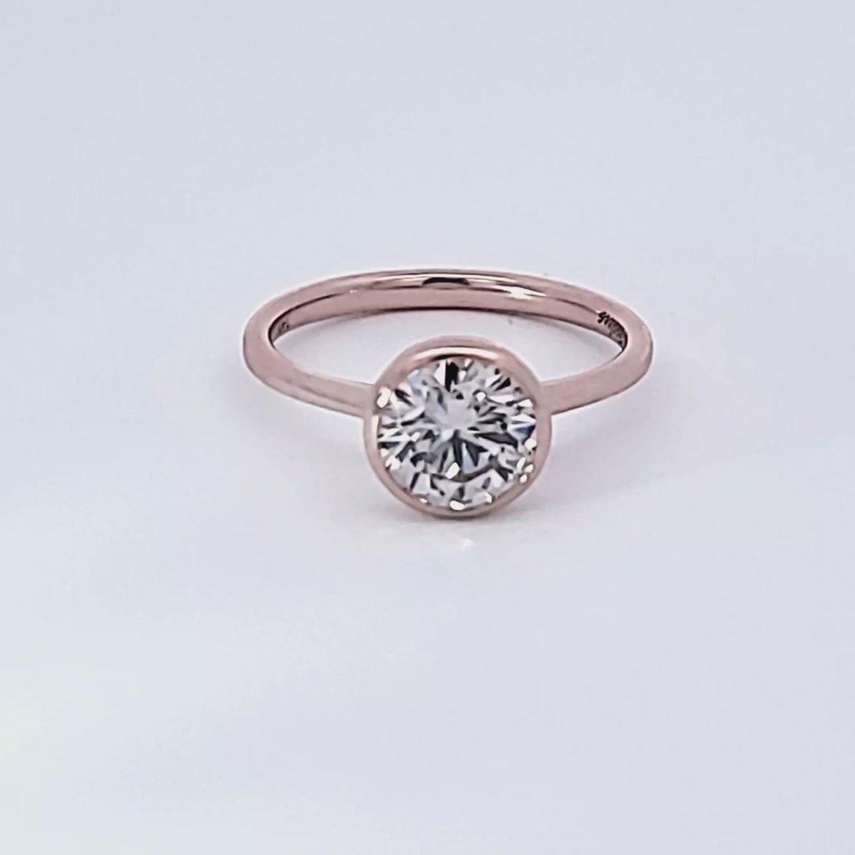 1.74ct. Round Cut Newborn Lab Created Bezel Solitaire Engagement Ring in 14K Rose Gold