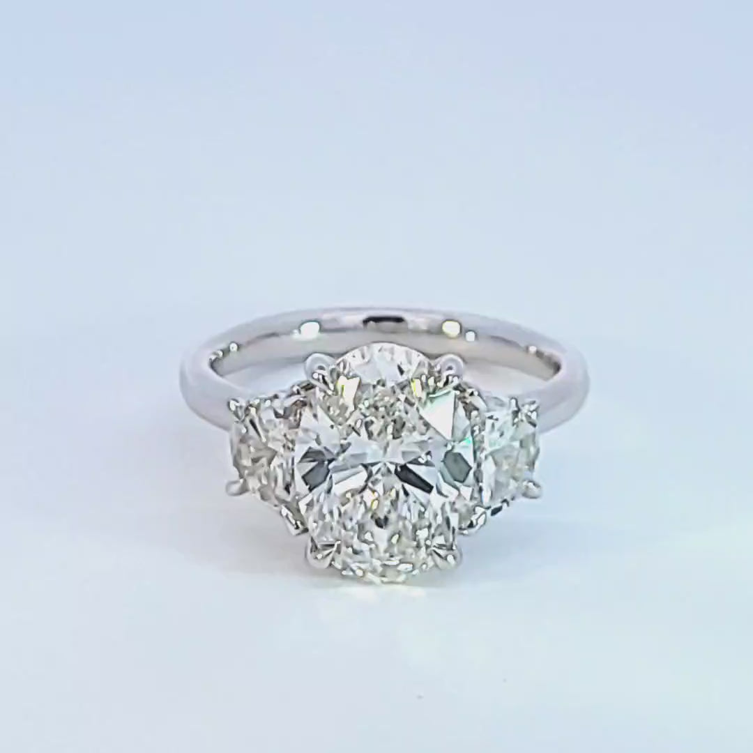 3 7/8ct. t.w. Oval Cut Newborn Lab Created Diamond Engagement Ring in 14K White Gold