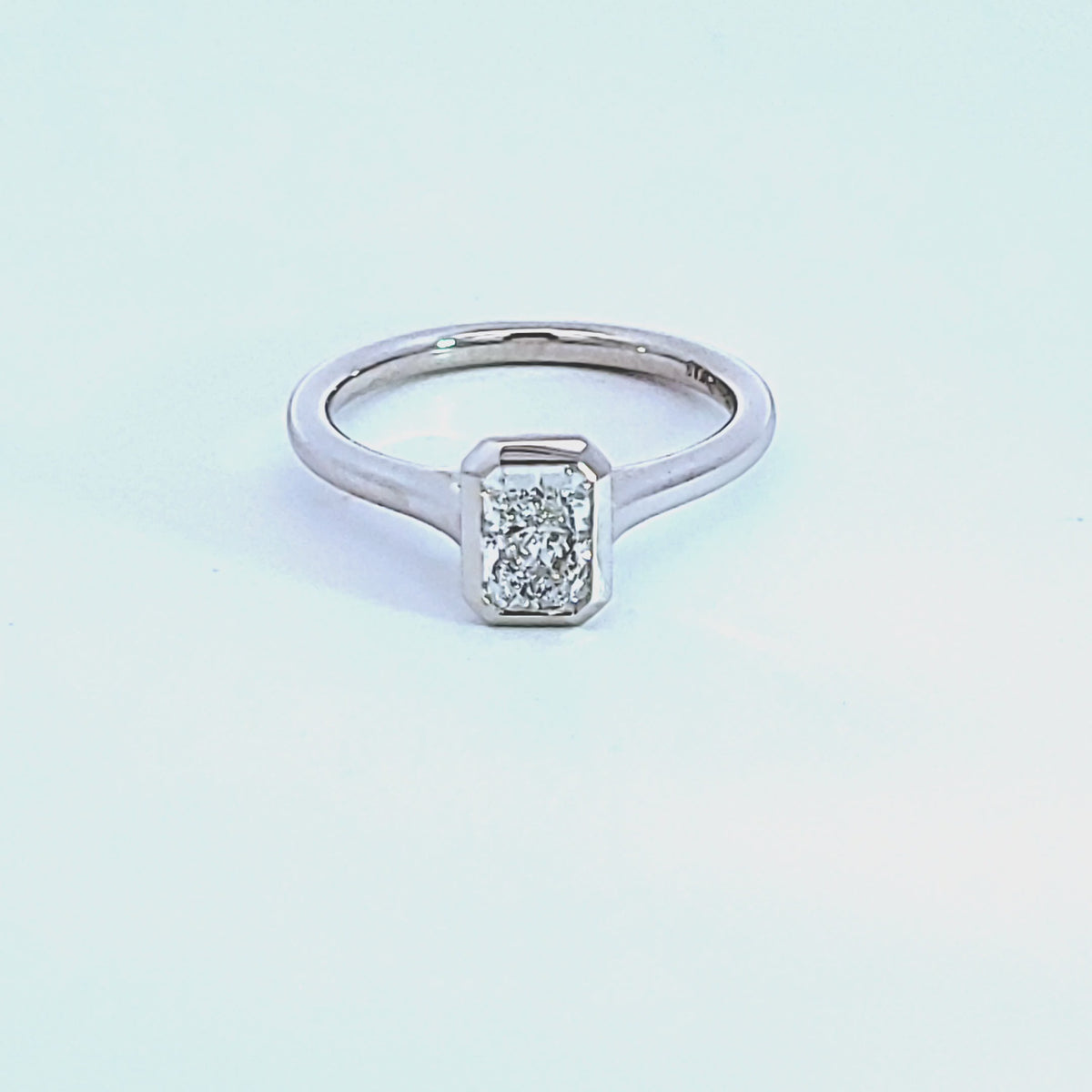 3/4ct. Radiant Cut Newborn Lab Created Bezel Solitaire Engagement Ring in 14K White Gold
