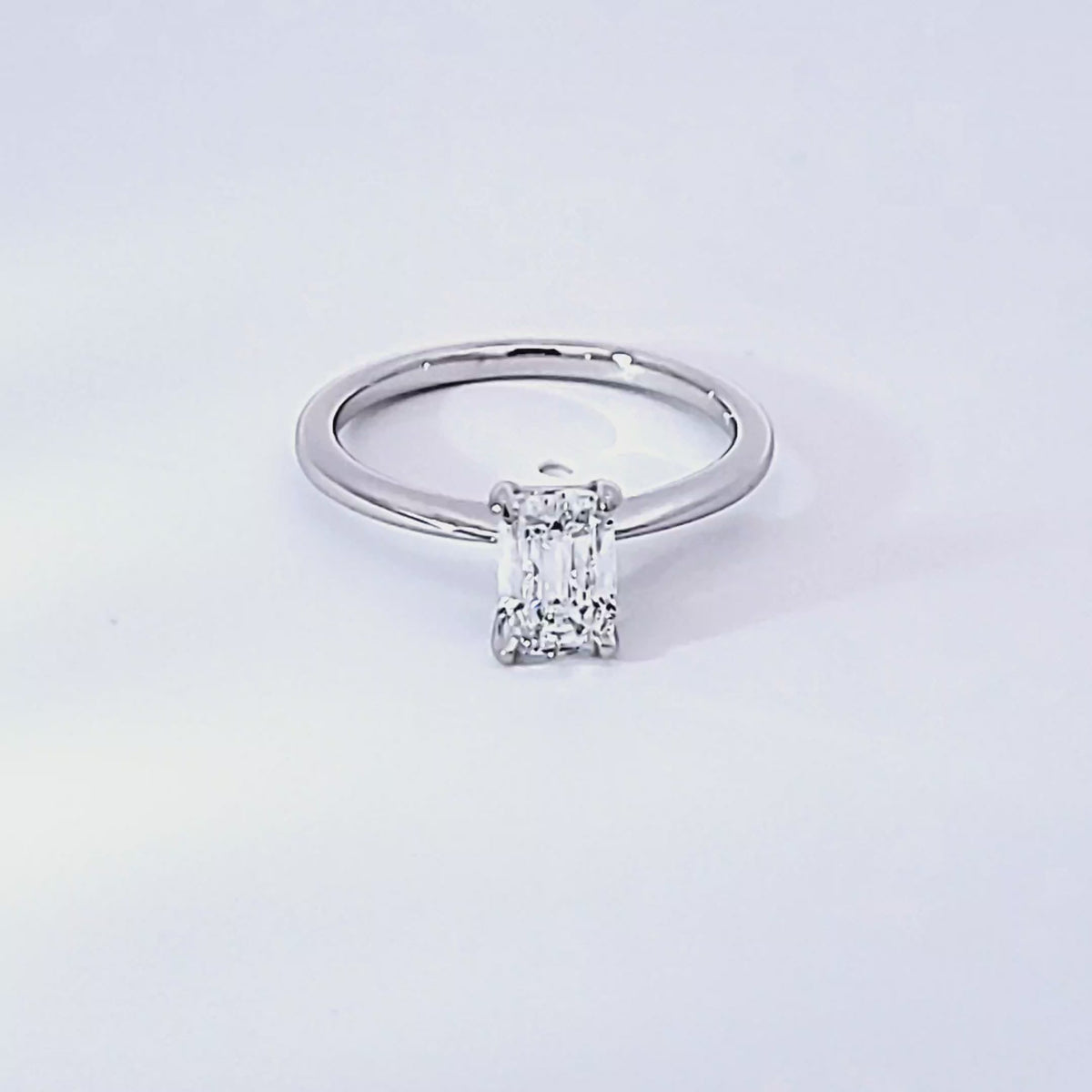 .91ct. Kessler Emerald Cut Solitaire Engagement Ring in 14K White Gold