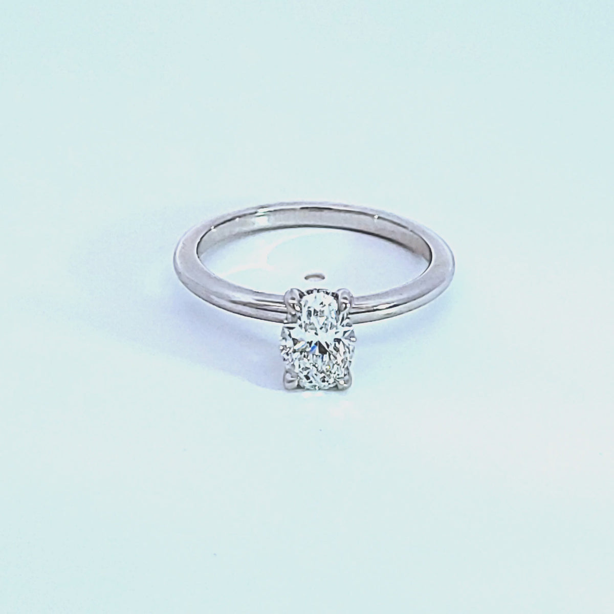 3/4ct. t.w. Oval Cut Newborn Lab Created Diamond Hidden Halo Engagement Ring in 14K White Gold