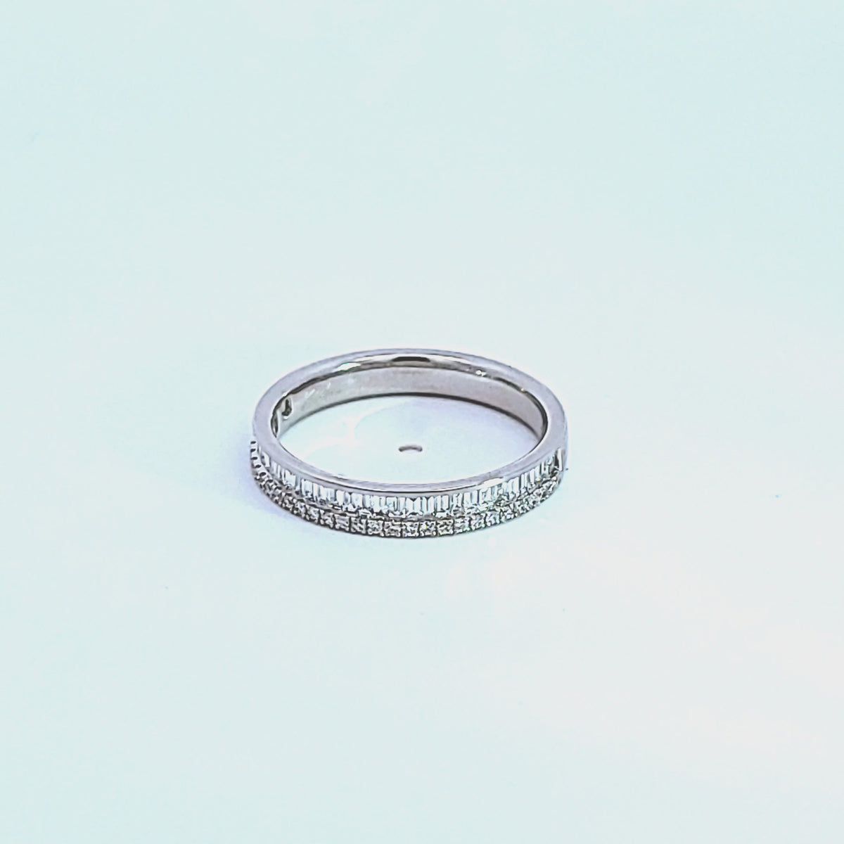 1/2ct. t.w. Baguette and Round Diamond Fashion Ring in 14K White Gold