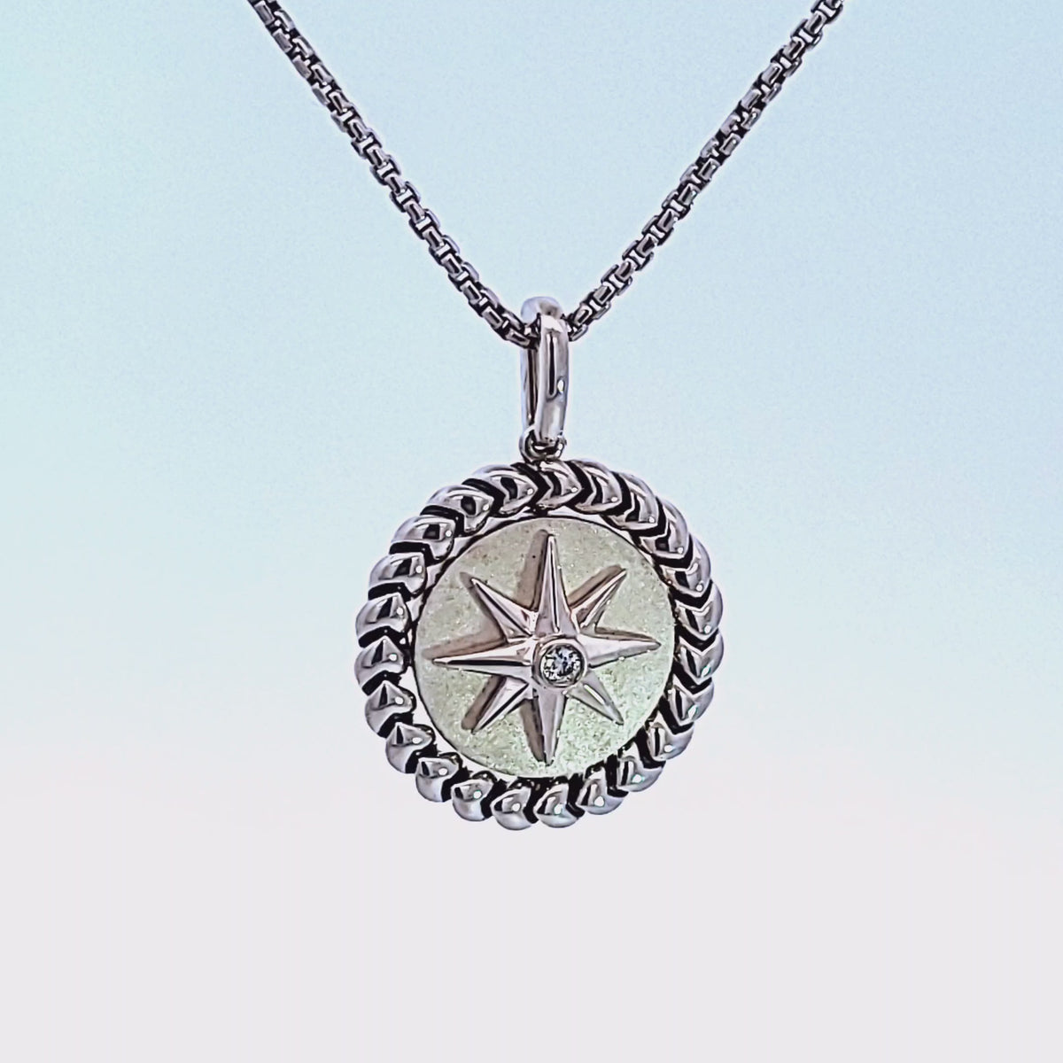.02ct. Diamond Compass Pendant in Sterling Silver