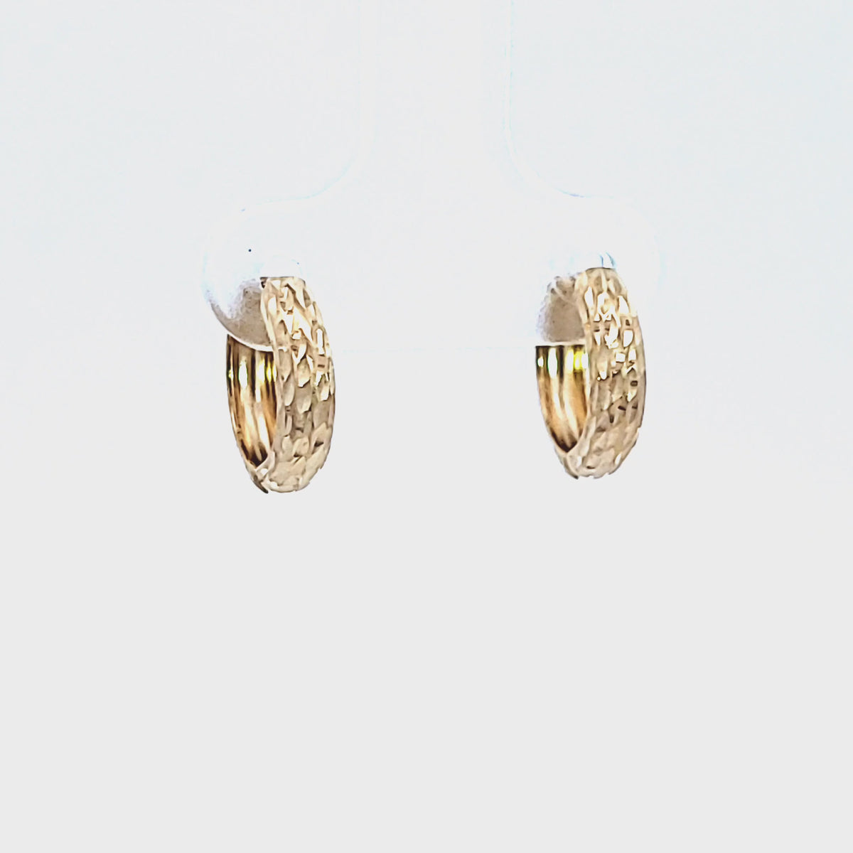Diamond Cut Front Hoop Earrings in 14K Yellow Gold