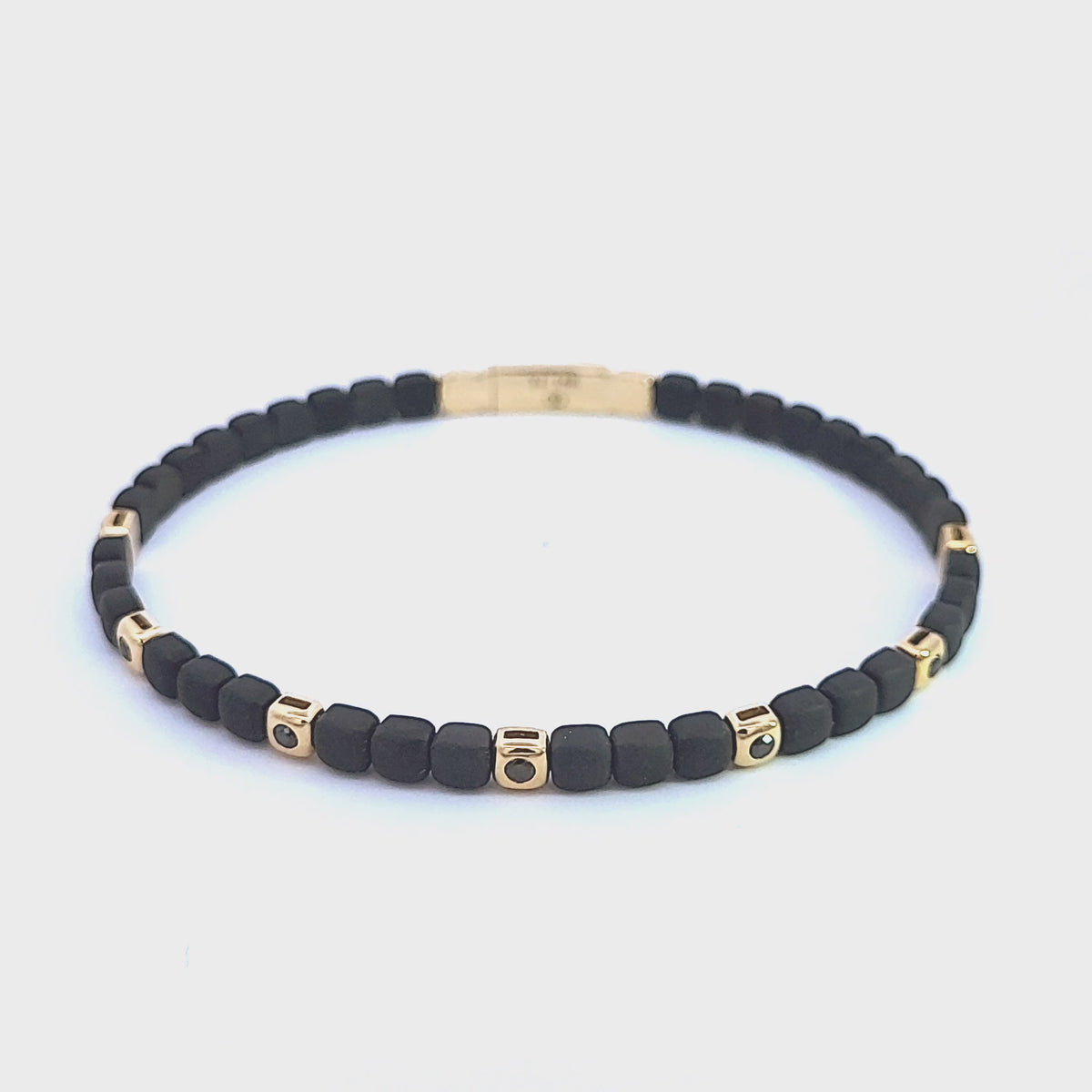 1/4ct. t.w. Black Diamond Bangle Bracelet in Titanium and 14K Yellow Gold
