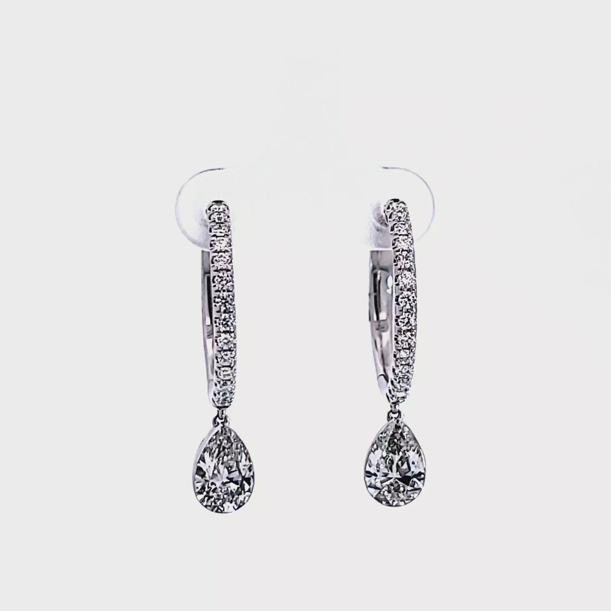 2 1/2ct. t.w. Pear and Round Cut Newborn Lab Created Diamond Drop Earrings in 14K White Gold