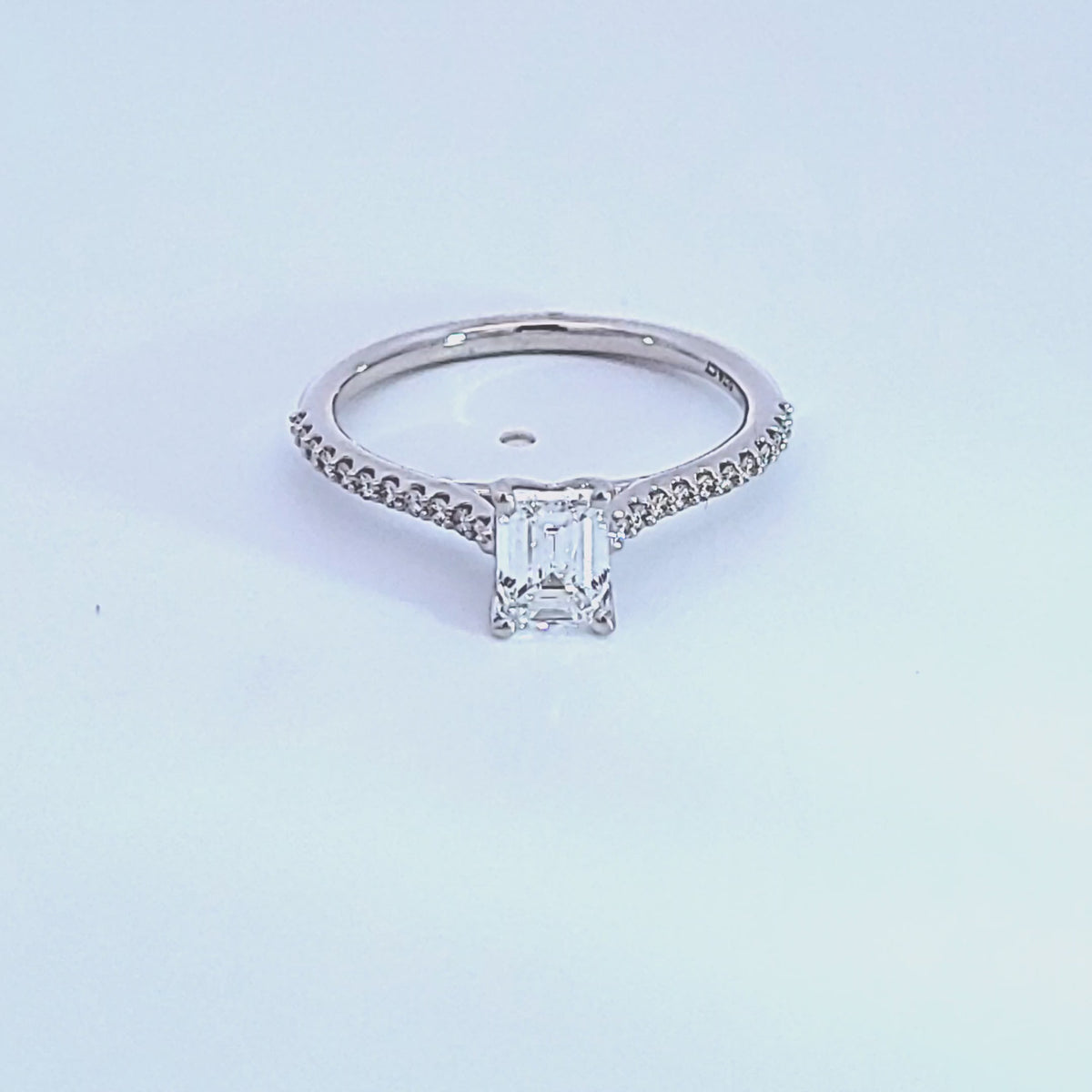 7/8ct. t.w. Emerald Cut Diamond Engagement Ring in 14K White Gold